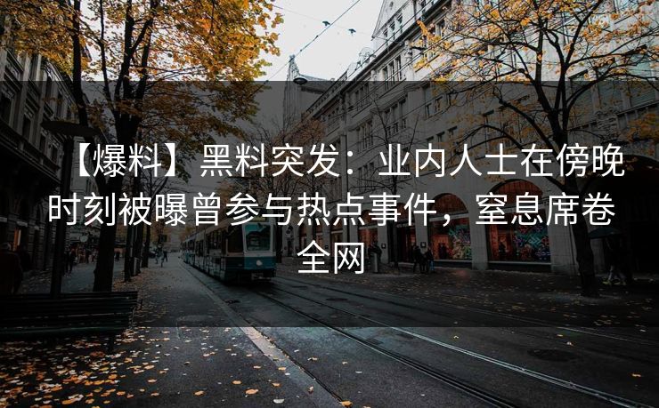 【爆料】黑料突发：业内人士在傍晚时刻被曝曾参与热点事件，窒息席卷全网