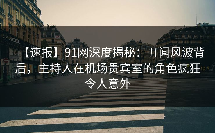 【速报】91网深度揭秘：丑闻风波背后，主持人在机场贵宾室的角色疯狂令人意外