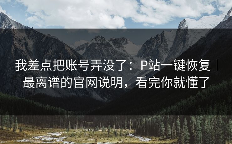 我差点把账号弄没了：P站一键恢复｜最离谱的官网说明，看完你就懂了